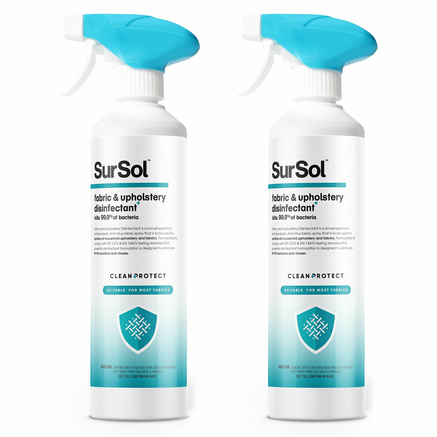SurSol Fabric and Upholstery Disinfectant Sanitiser 500ml x 2 = 1 Litre 1L Kills germs EN1276 EN14476