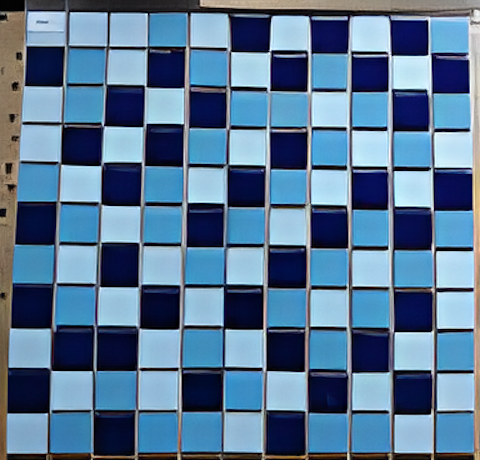 Deep Blue Ceramic Mosaic White + Sky Blue Three-Color Spell Tiles - 25x25mm for Concrete Pools, 300x300mm Sheet - Image 9