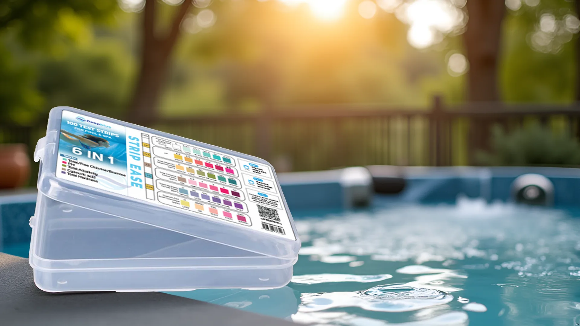 Deep Blue Strip-Ease 50 Test Strips (Bottle) for Pool and Hot Tub Testing, Free Analysis App - Chlorine, Bromine, pH, Alkalinity, Hardness, Cyanuric - 10x 3 Way Chlorine - Image 3