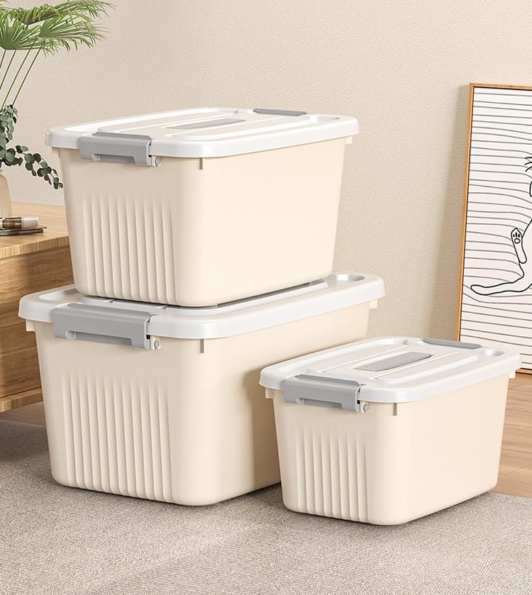 Stackable Plastic Storage Box with Clip-On Lid and Handle, Small - Storage Box Small