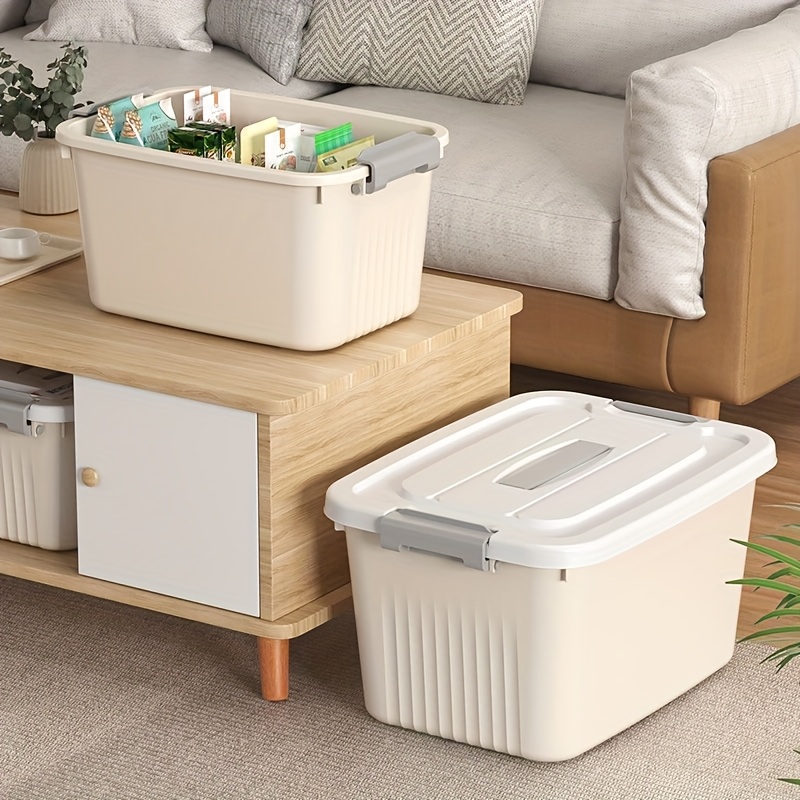 Stackable Plastic Storage Box with Clip-On Lid and Handle, Small - Storage Box Medium - Image 2