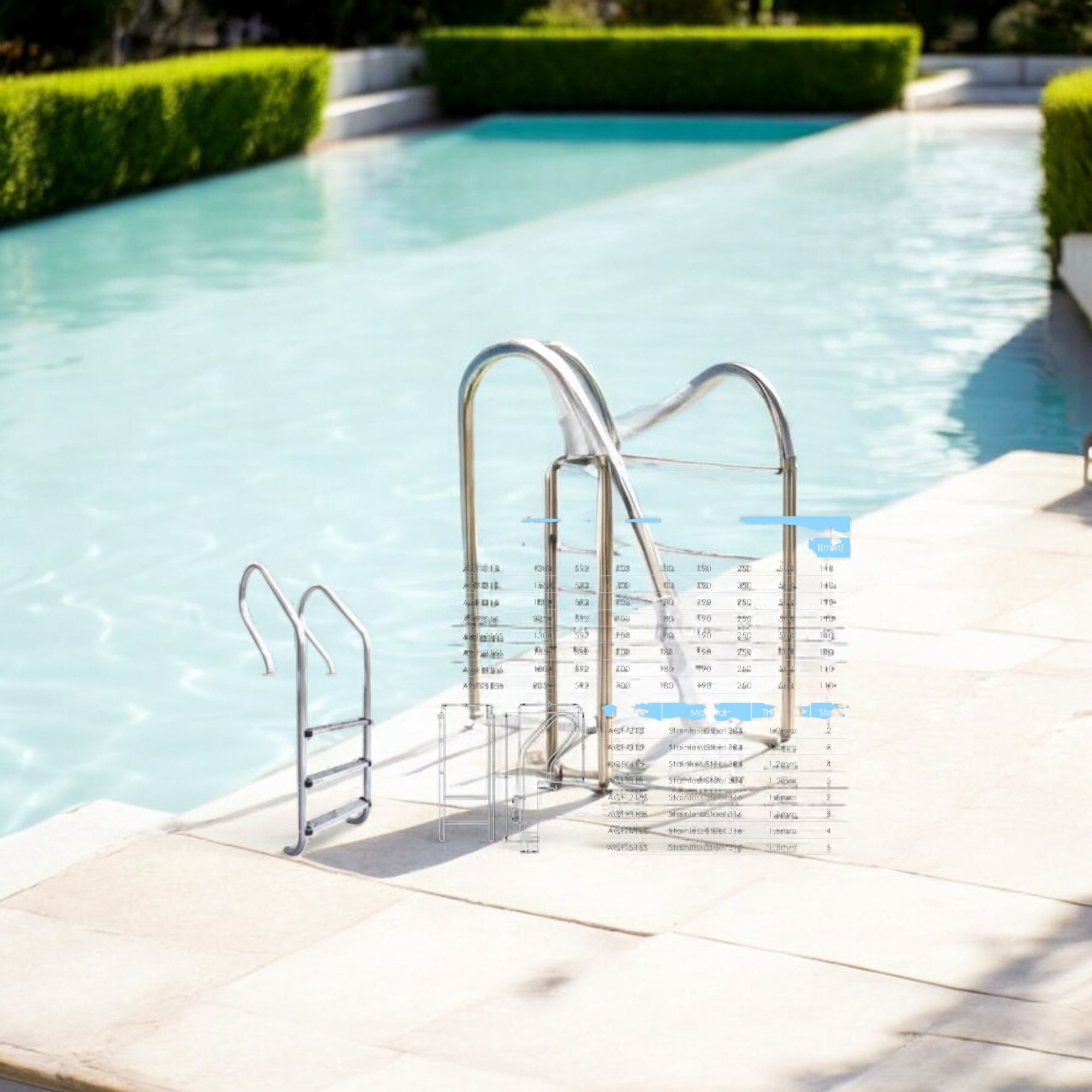 Deep Blue Pro Comfort Pool ladder. 2 Tread. High quality safe Stainless steel - Image 14