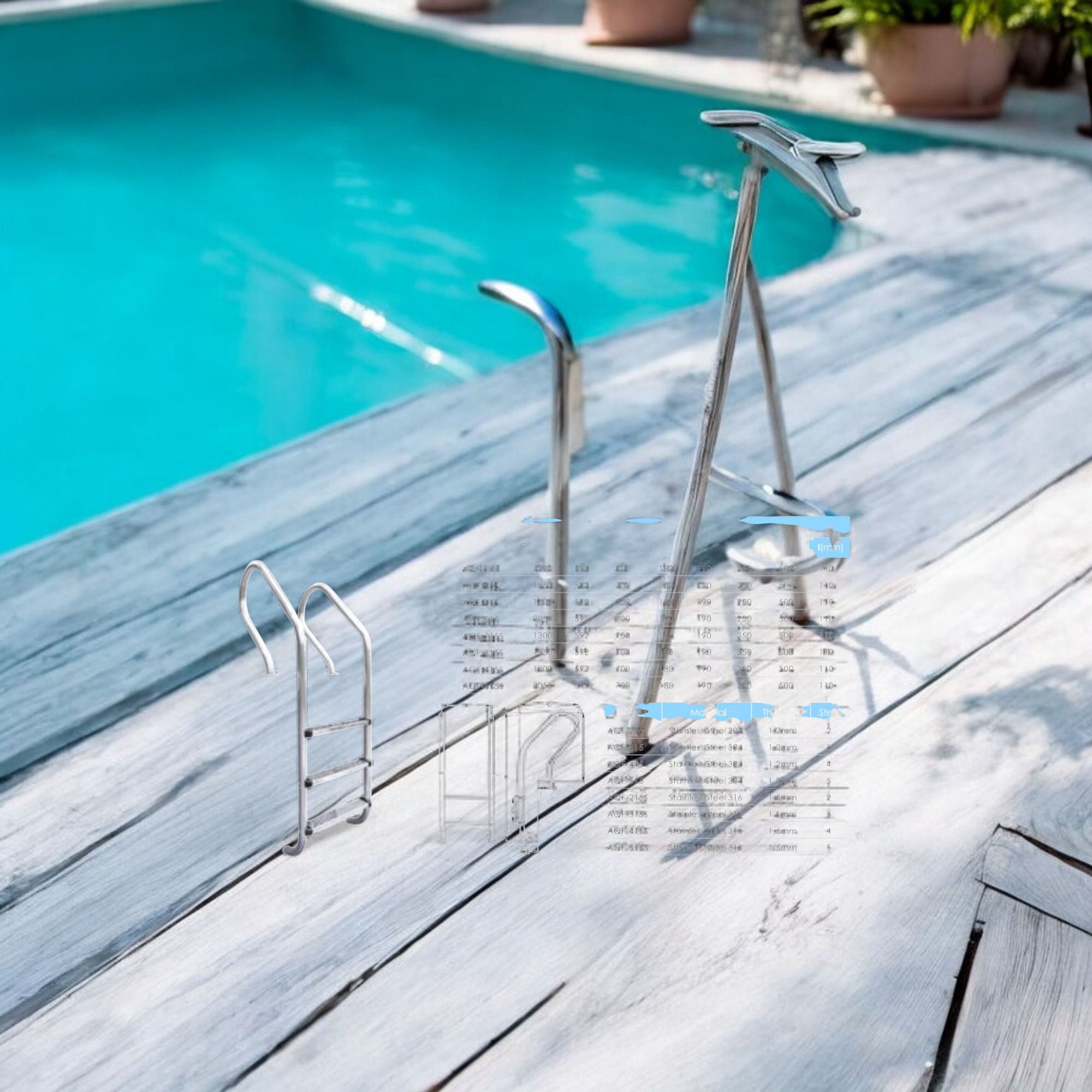 Deep Blue Pro Comfort Pool ladder. 2 Tread. High quality safe Stainless steel - Image 15