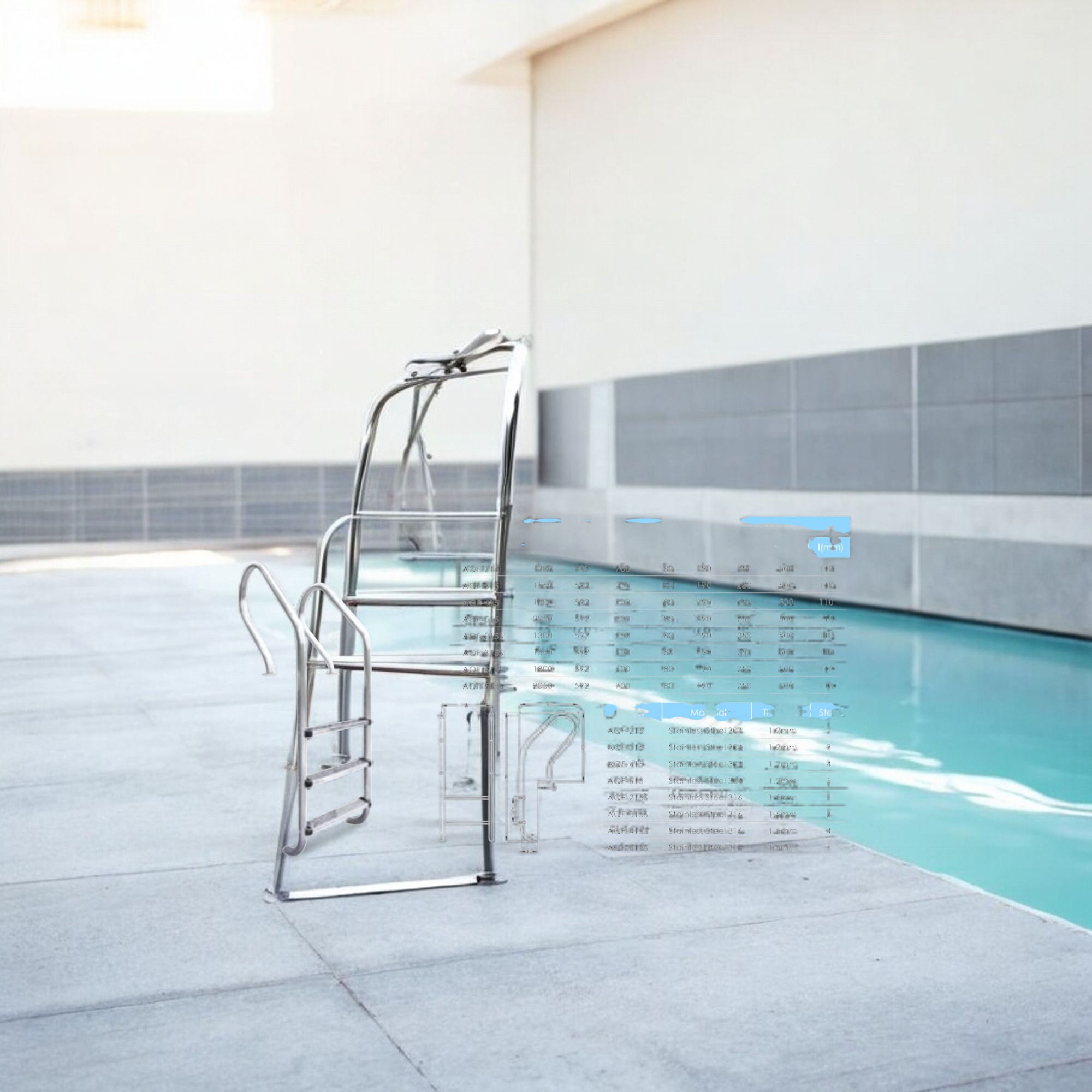 Deep Blue Pro Comfort Pool ladder. 2 Tread. High quality safe Stainless steel - Image 16