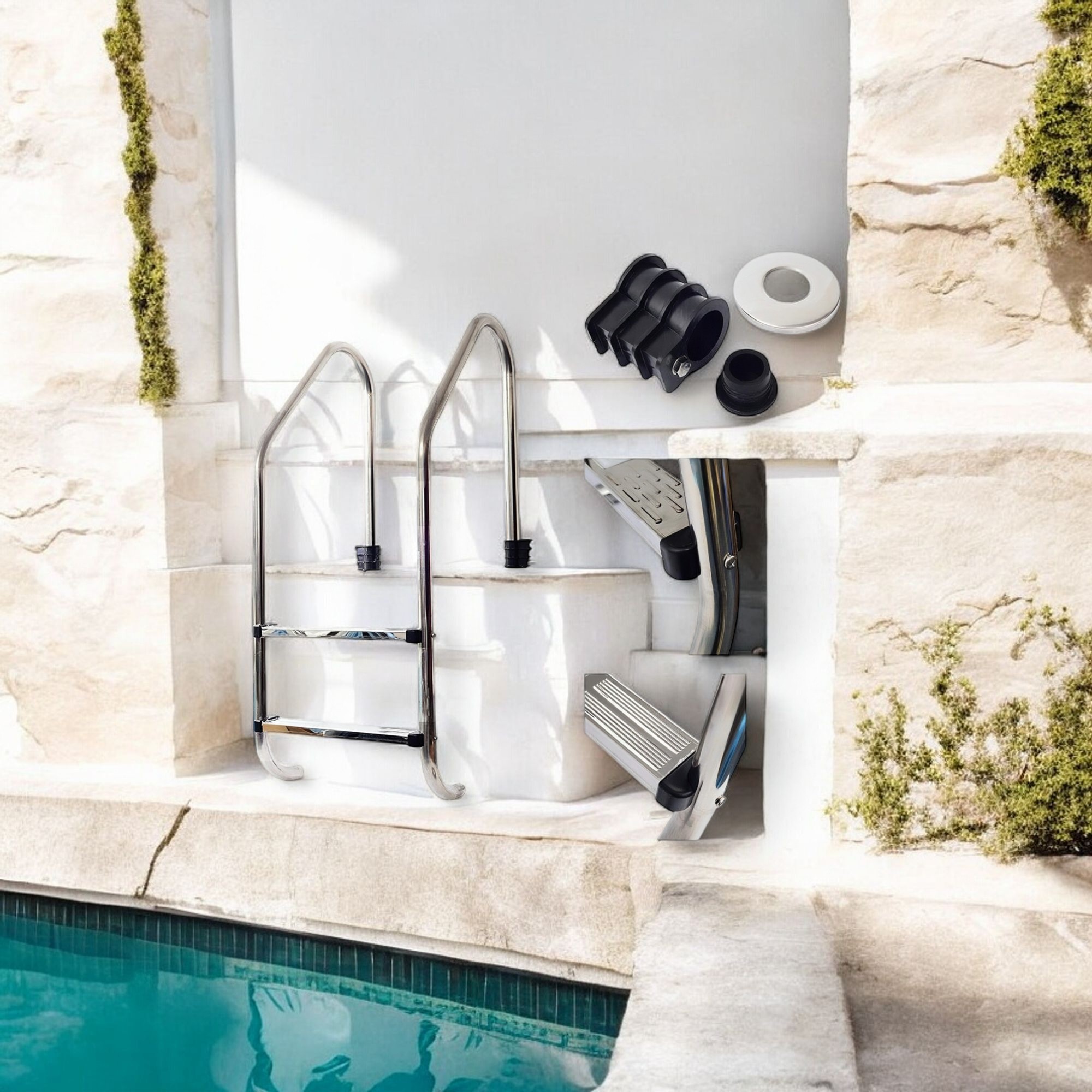 Deep Blue Pro Standard Pool ladder. 2 Tread. High quality safe Stainless steel - Image 19