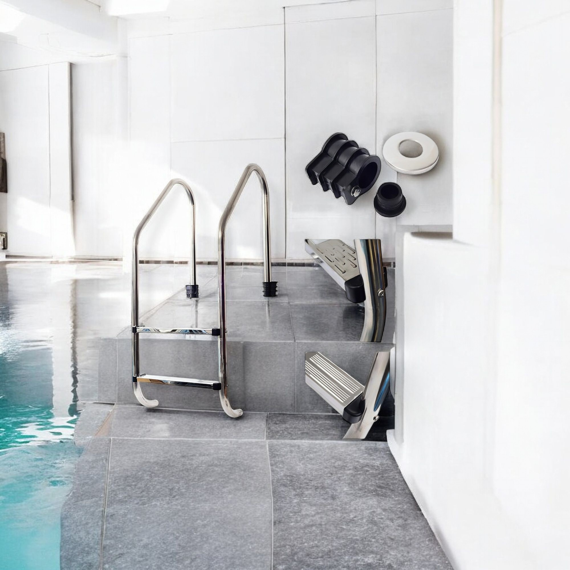 Deep Blue Pro Standard Pool ladder. 2 Tread. High quality safe Stainless steel - Image 21