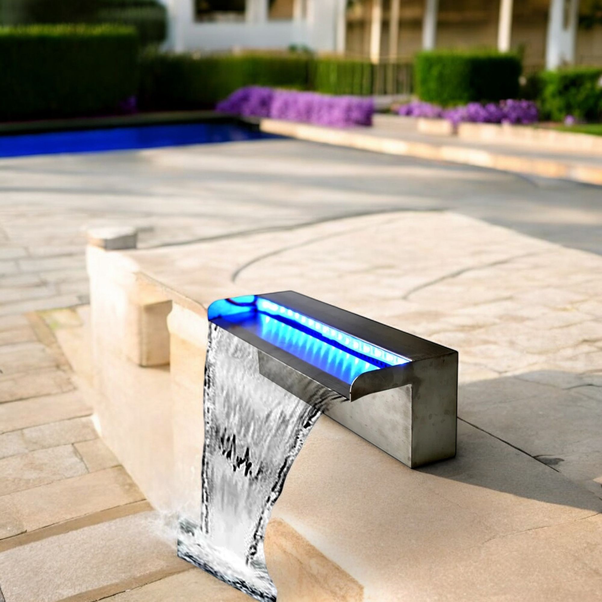 Deep Blue Swimming Pool Fountain Waterfall Water Feature, 1200mm, 35mm Lip - PVC Waterfall 300mm 35mm Lip - Image 12