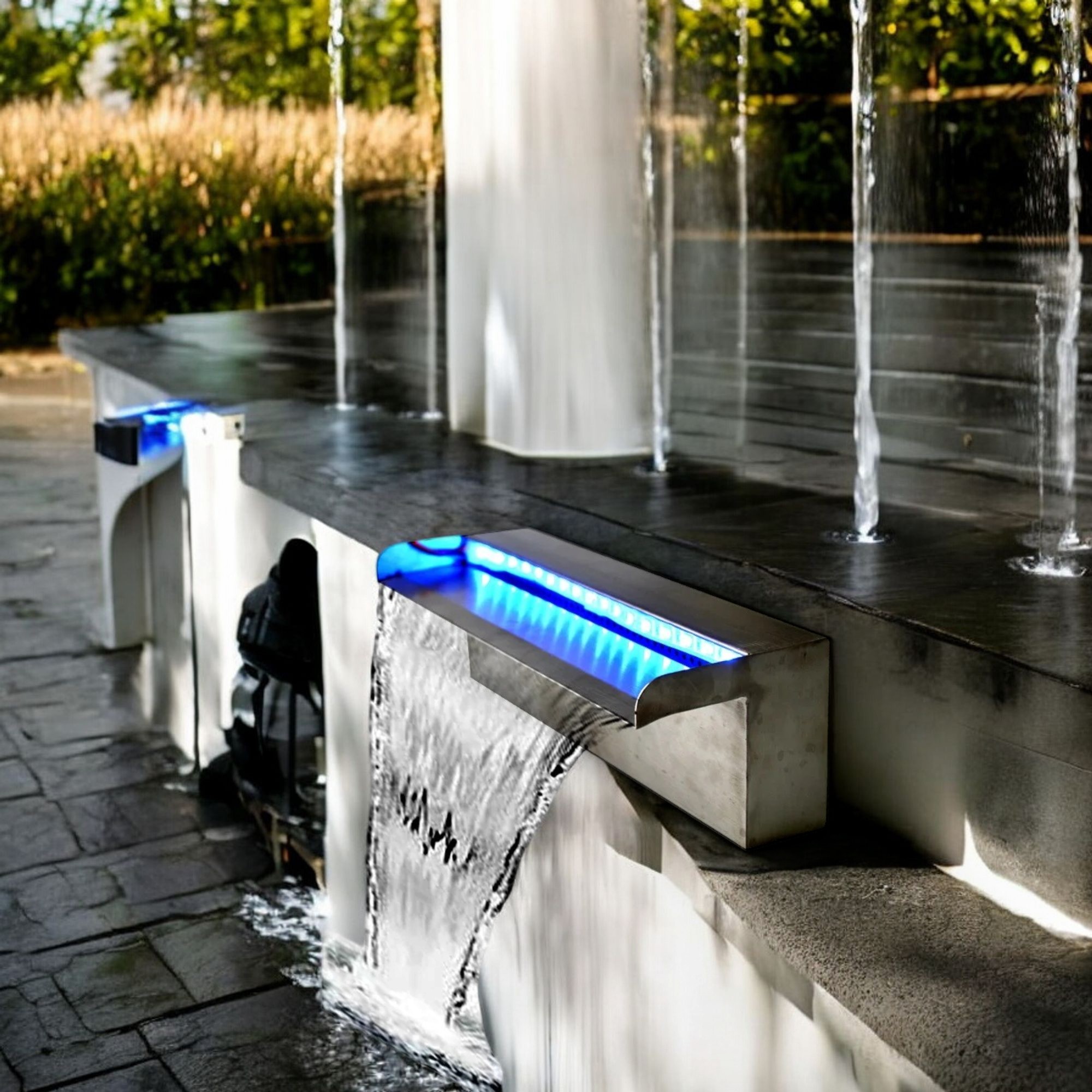 Deep Blue Swimming Pool Fountain Waterfall Water Feature, 1200mm, 35mm Lip - PVC Waterfall 300mm 35mm Lip - Image 13