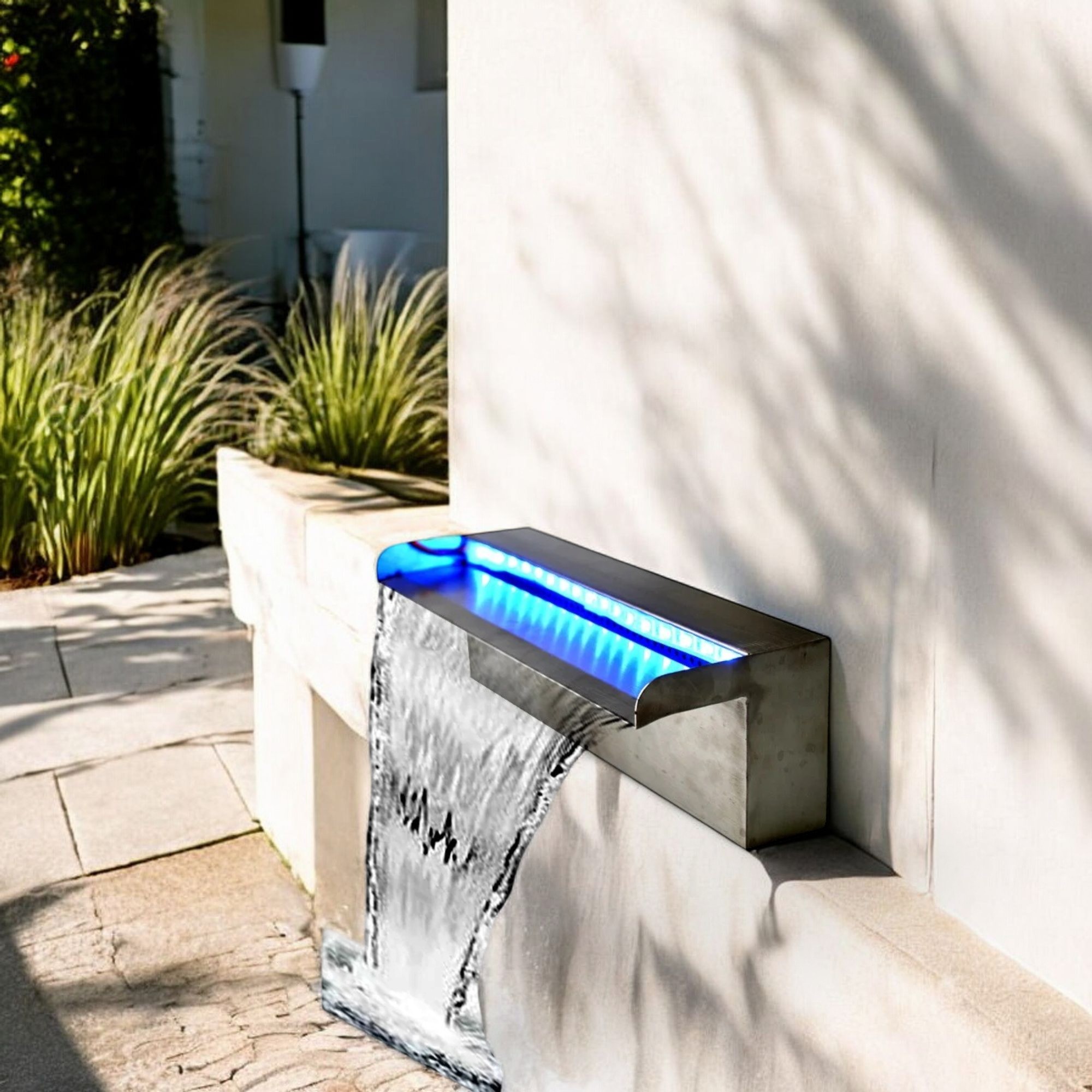 Deep Blue Swimming Pool Fountain Waterfall Water Feature, 1200mm, 35mm Lip - PVC Waterfall 600mm 35mm Lip - Image 12