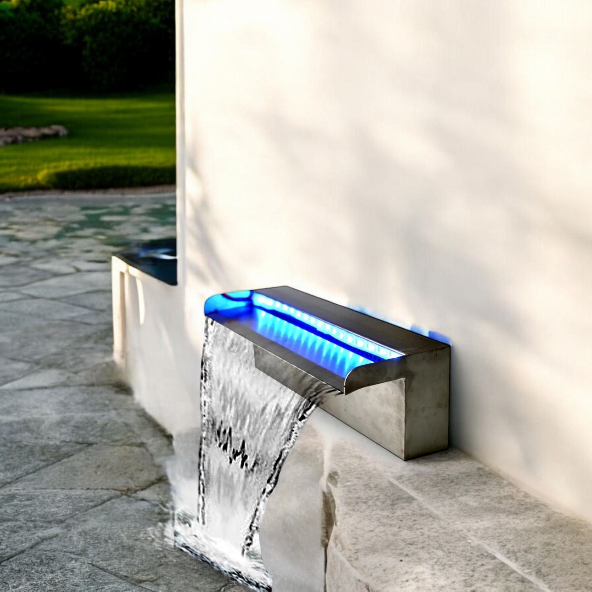 Deep Blue Swimming Pool Fountain Waterfall Water Feature, 1200mm, 35mm Lip - PVC Waterfall 600mm 35mm Lip - Image 13