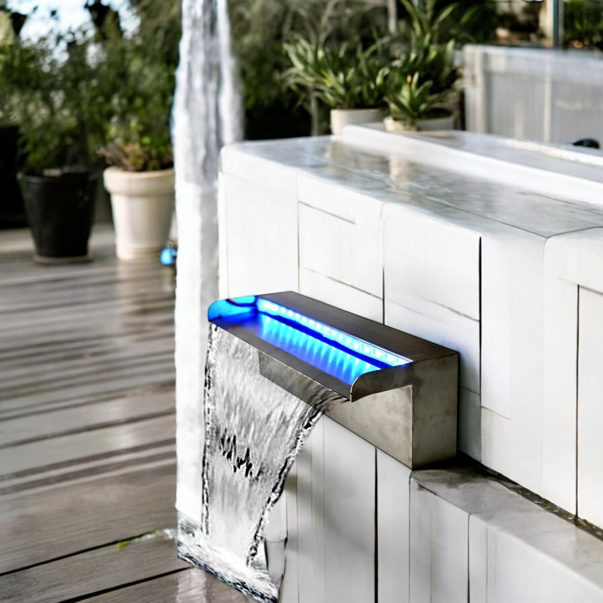 Deep Blue Swimming Pool Fountain Waterfall Water Feature, 1200mm, 35mm Lip - PVC Waterfall 900mm 35mm Lip - Image 11