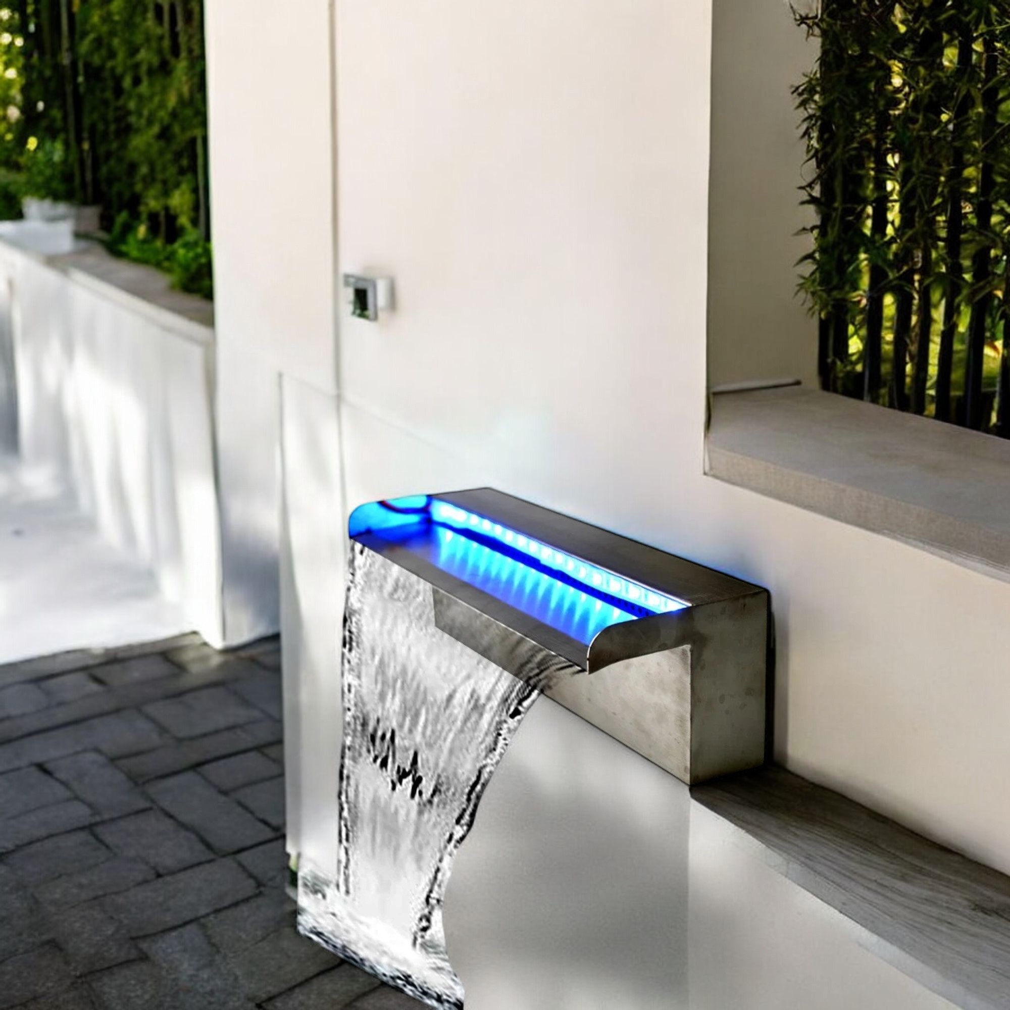 Deep Blue Swimming Pool Fountain Waterfall Water Feature, 1200mm, 35mm Lip - PVC Waterfall 900mm 35mm Lip - Image 13