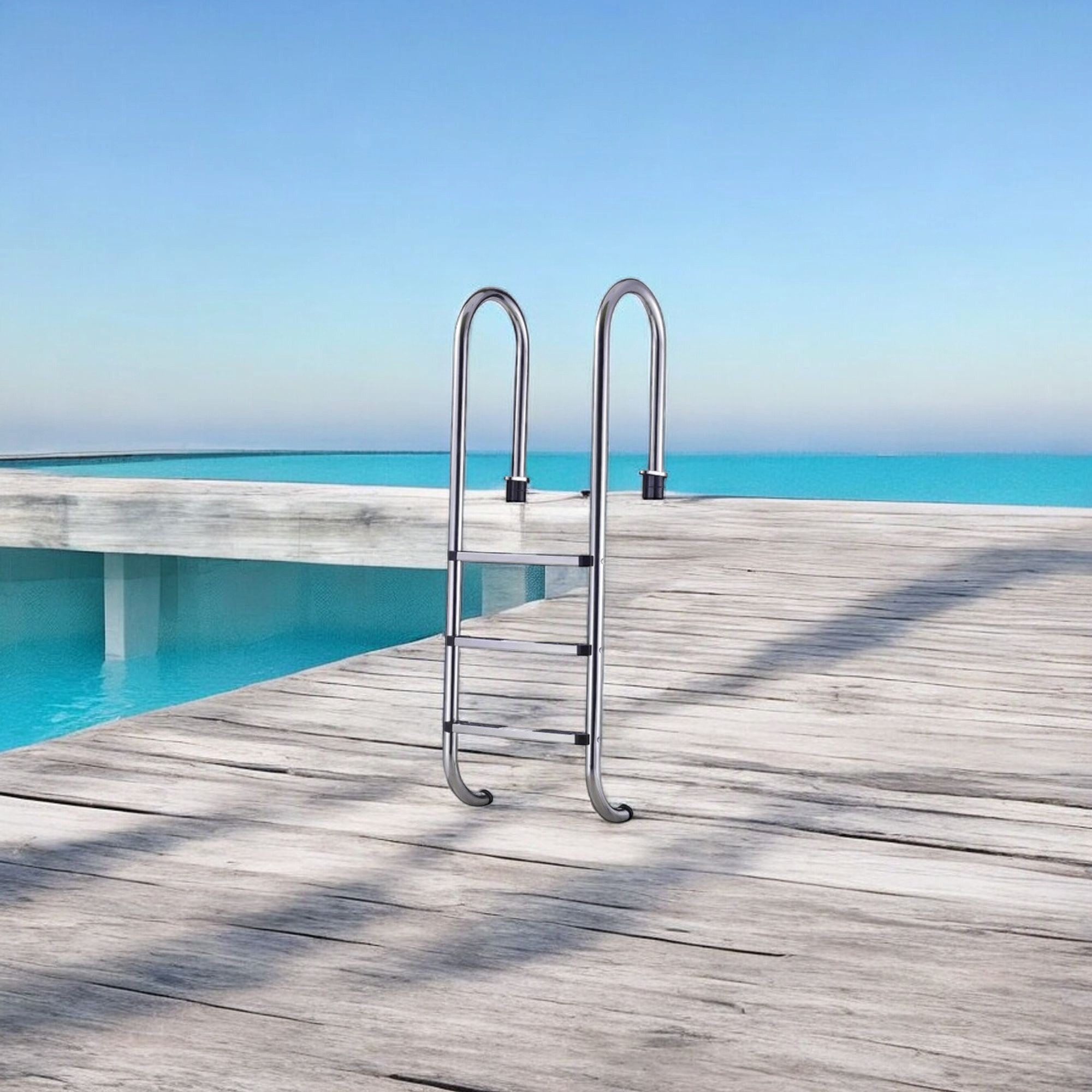 Deep Blue Pro Slimline Pool ladder. 2 Tread. High quality safe Stainless steel - Image 13