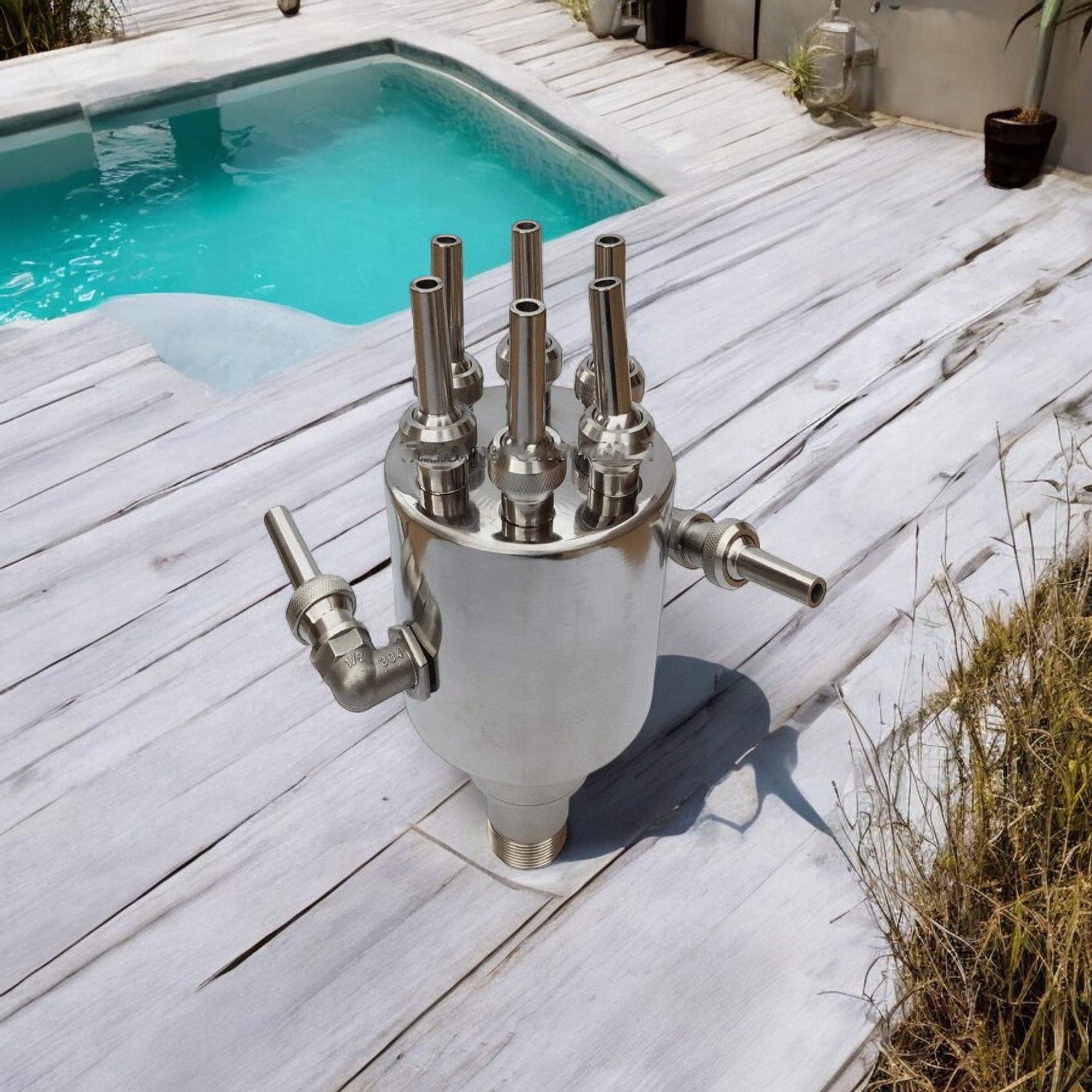 Deep Blue Special Rotating Flower Blue Nozzle DN40 - Stainless Steel 304, Dynamic Water Display - Image 4