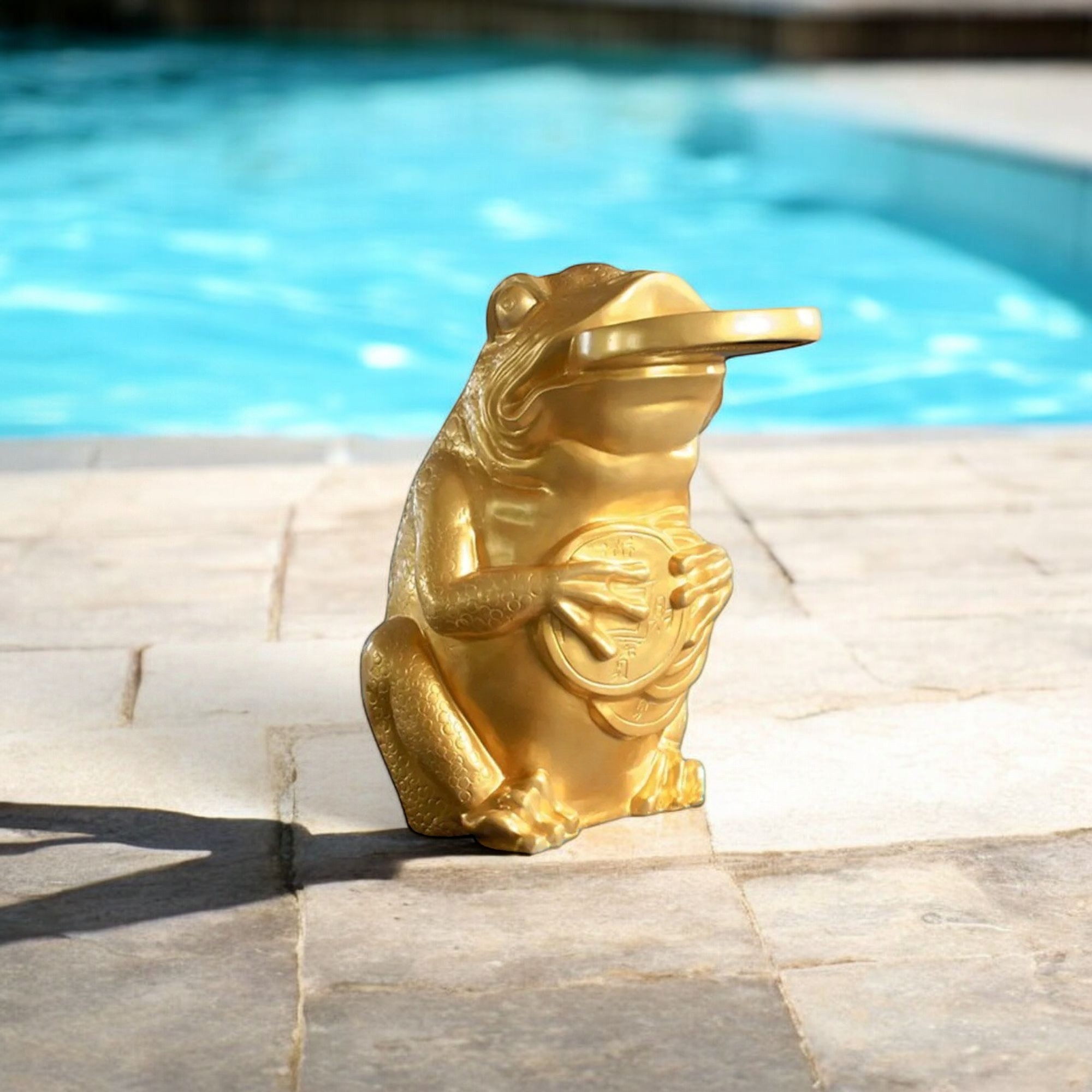 Deep Blue Golden Toad Large Fountain Statue Sprayer - 660x700x1100mm, 25kg - Image 4