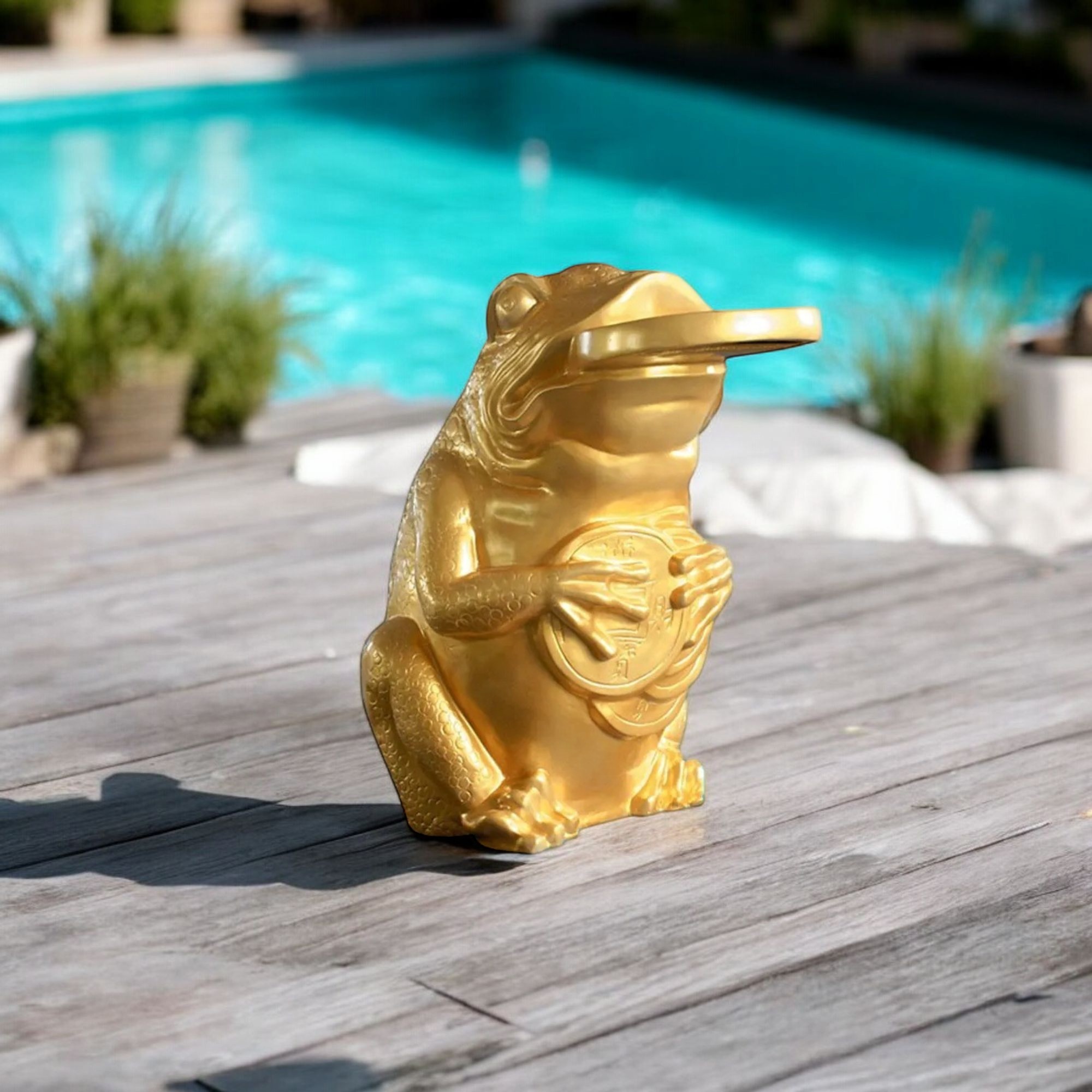 Deep Blue Golden Toad Large Fountain Statue Sprayer - 660x700x1100mm, 25kg - Image 5