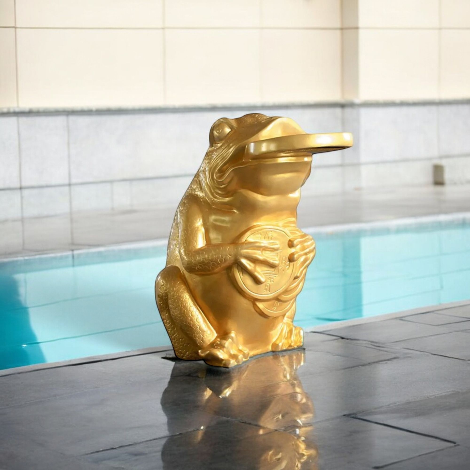 Deep Blue Golden Toad Large Fountain Statue Sprayer - 660x700x1100mm, 25kg - Image 6