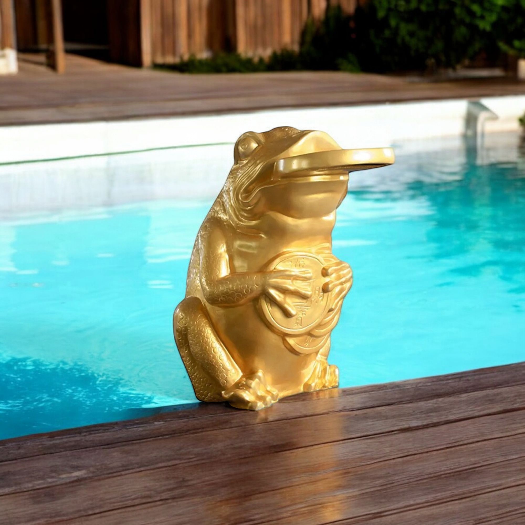 Deep Blue Golden Toad Large Fountain Statue Sprayer, 660 x 700 x 1100mm, 25kg - LED Strip Light + Controller - Image 3