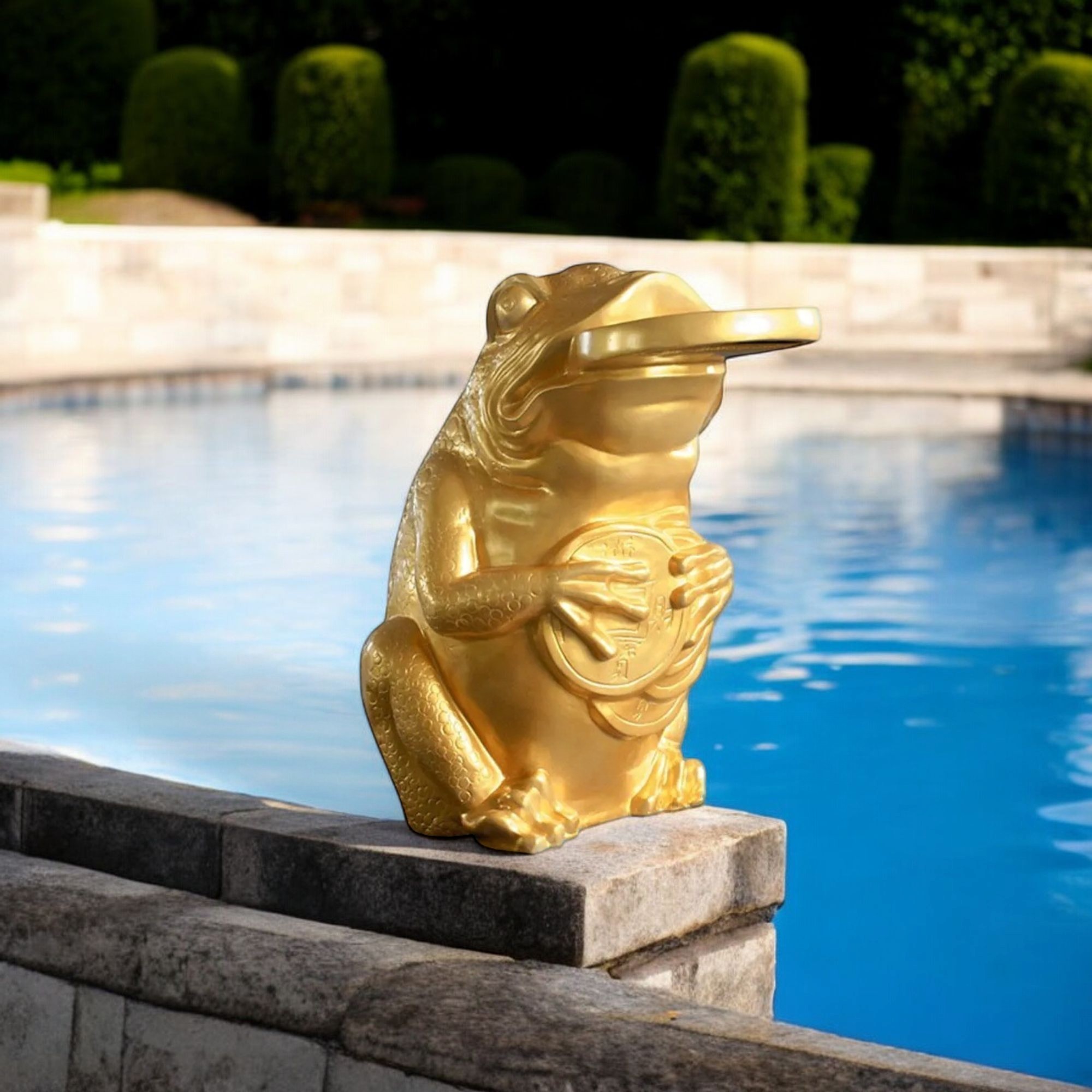 Deep Blue Golden Toad Large Fountain Statue Sprayer, 660 x 700 x 1100mm, 25kg - LED Strip Light + Controller - Image 4