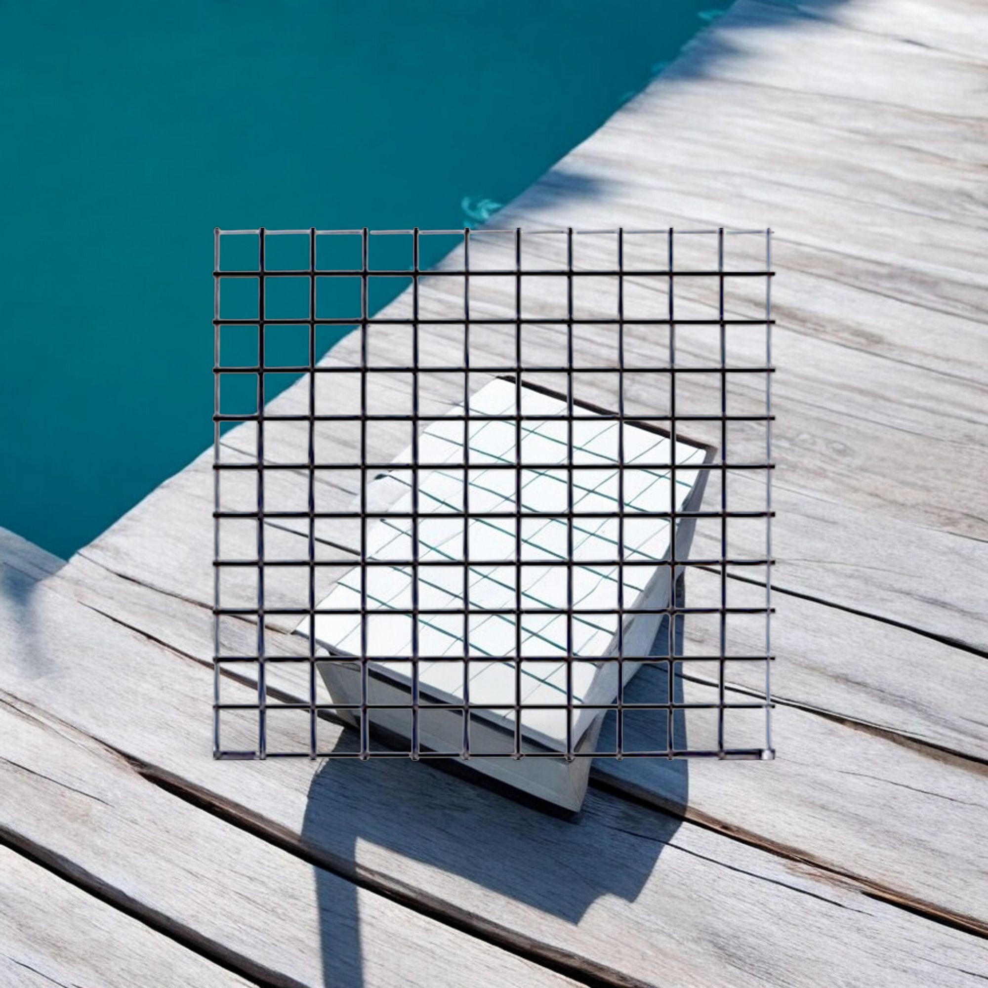 Deep Blue Ceramic Mosaic White Tiles - 25x25mm for Concrete Pools, 300x300mm Sheet - Image 3