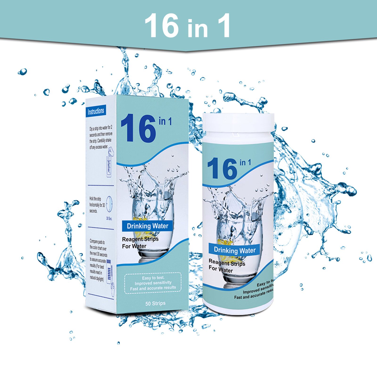 Deep Blue Drinking Water Test Strips - Tap, Well & Borehole Water Quality Test Kit, 16-in-1 - Image 2