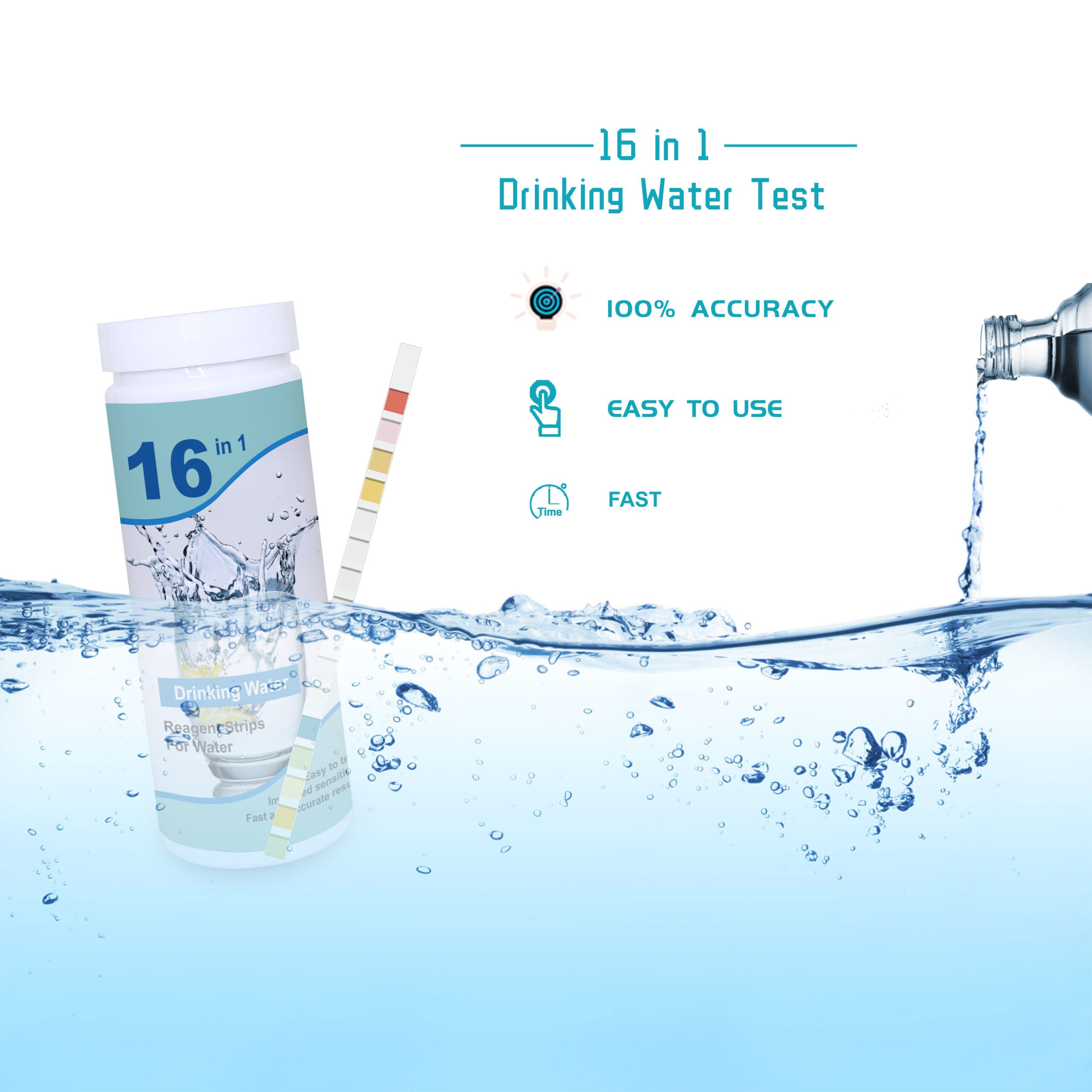 Deep Blue Drinking Water Test Strips - Tap, Well & Borehole Water Quality Test Kit, 16-in-1 - Image 4