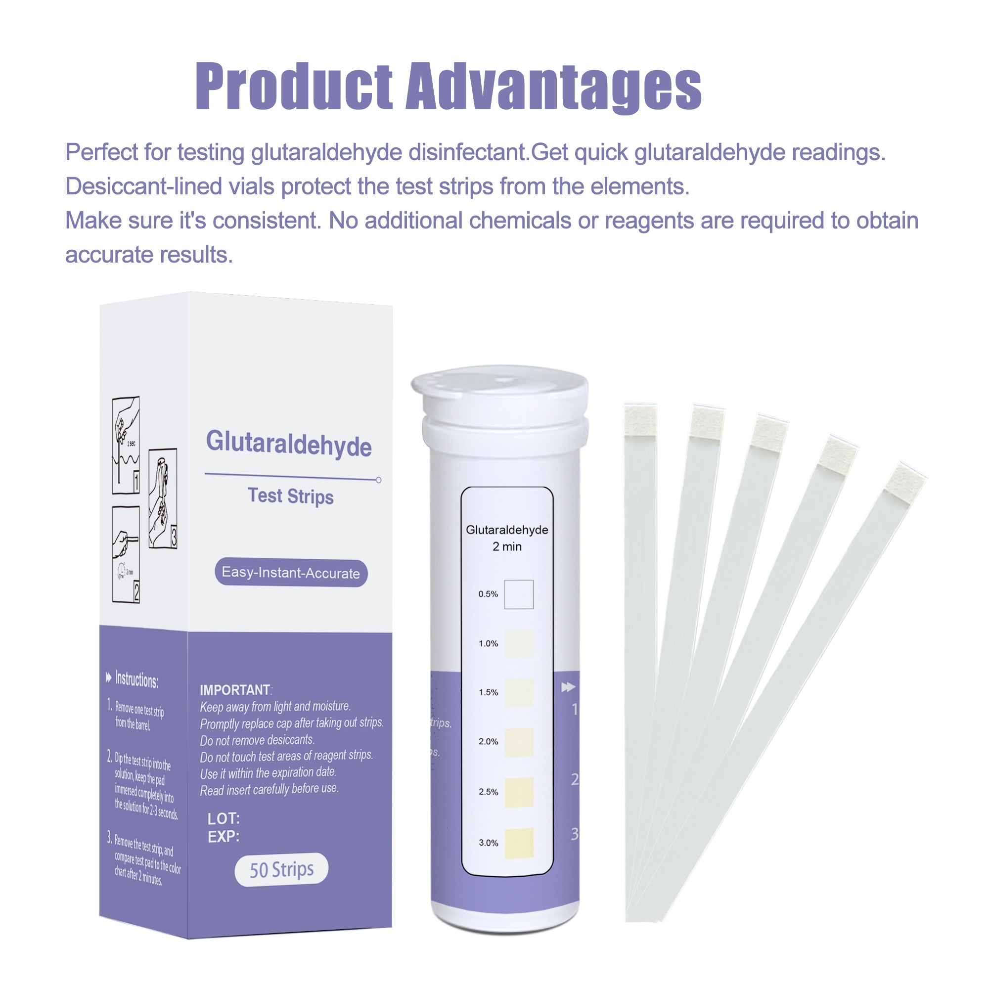 Deep Blue Glutaraldehyde Test Strips - Test Water Disinfectant Levels (0.5-3%) - Image 5
