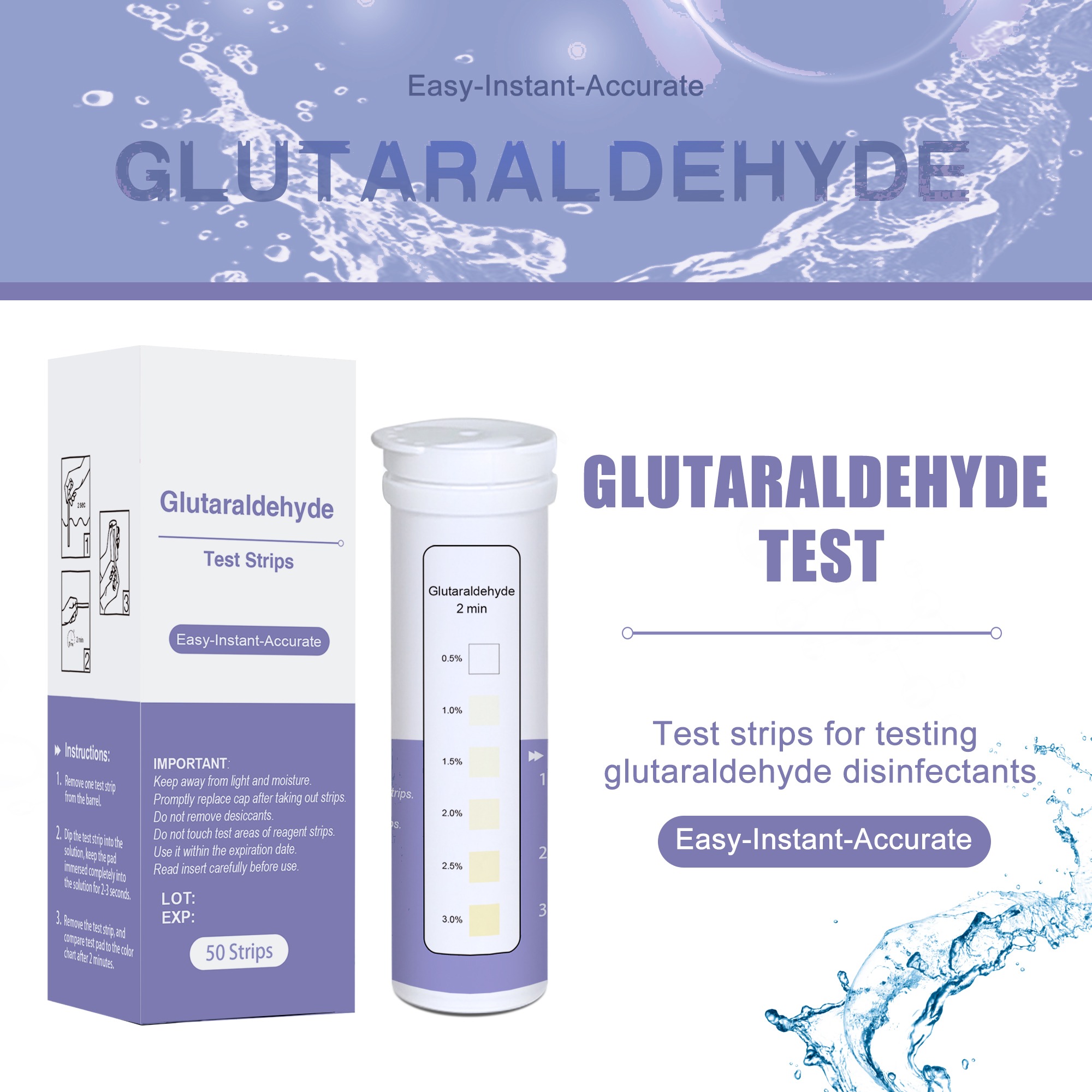Deep Blue Glutaraldehyde Test Strips - Test Water Disinfectant Levels (0.5-3%) - Image 6