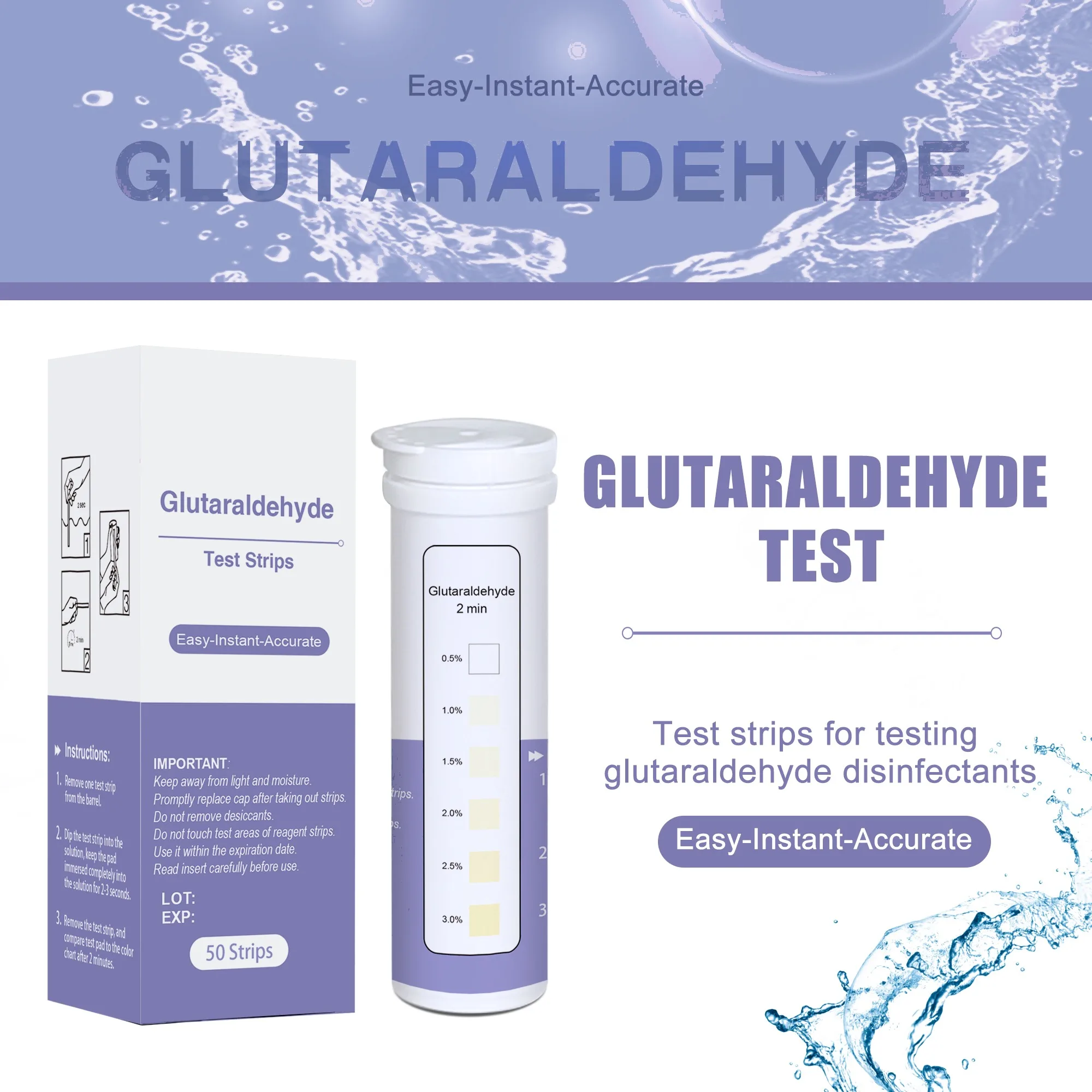 Deep Blue Glutaraldehyde Test Strips - Test Water Disinfectant Levels (0.5-3%) - Image 6