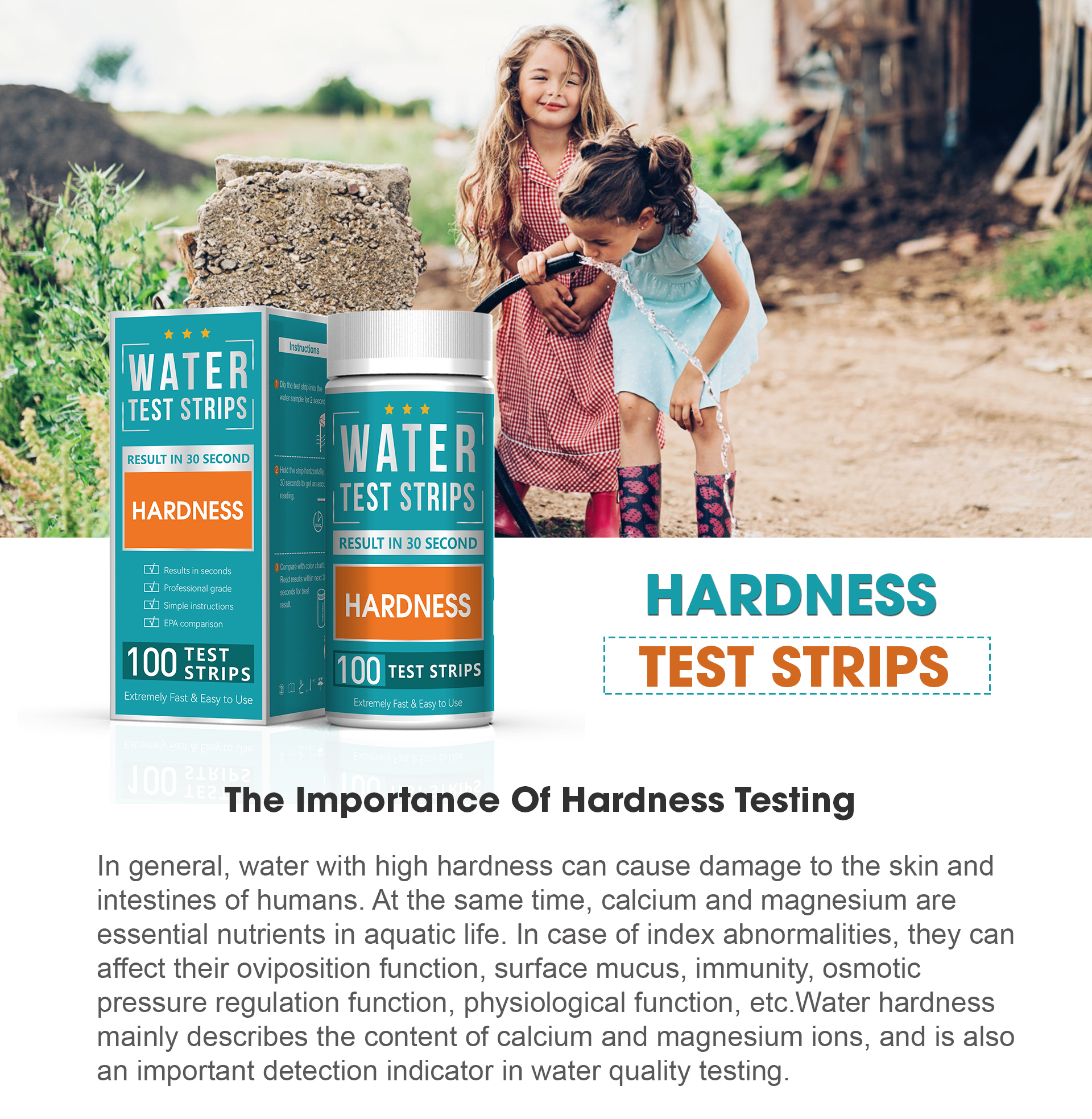 Deep Blue Water Hardness Test Strips - Calcium Hardness Test for Pool, Spa & Aquarium (4 Colour Pad) - Image 2