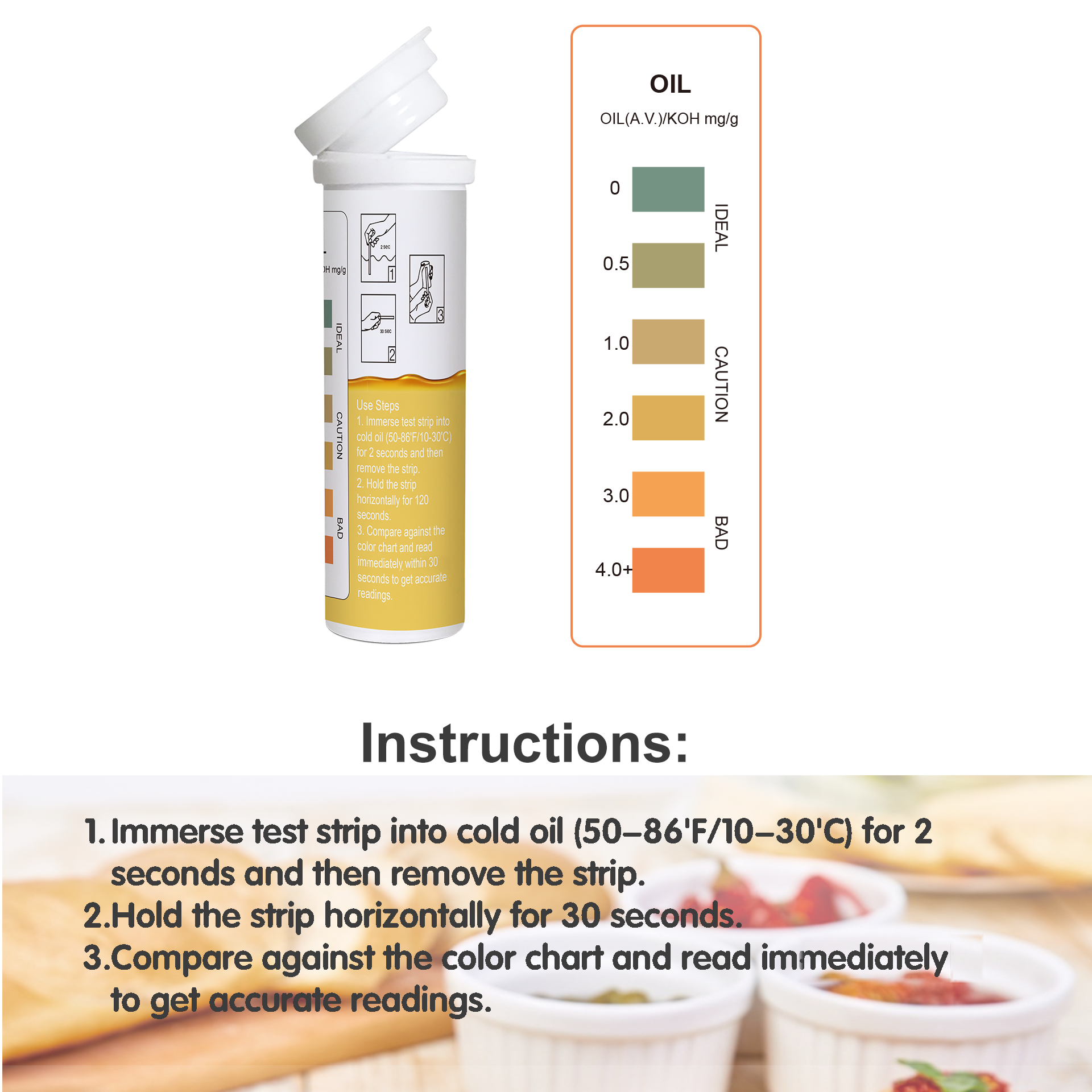 Deep Blue Cooking Oil Quality Test Strips - FFA & Acid Value Test for Fryer Oil - Image 3