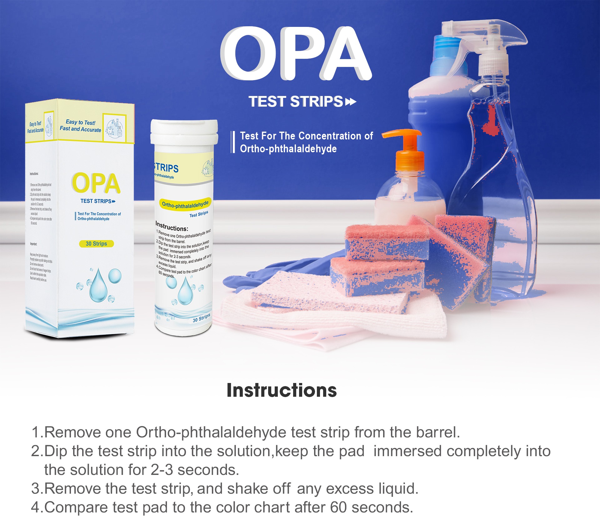 Deep Blue OPA Test Strips - Ortho-Phthalaldehyde Test for Disinfectant Strength (0-0.55%) - Image 3