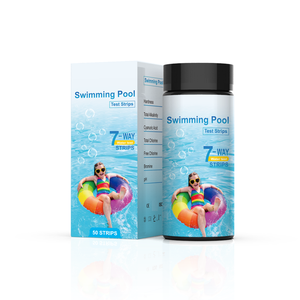Deep Blue 7-in-1 Swimming Pool Test Strips - pH, Chlorine, Bromine & Alkalinity Water Check