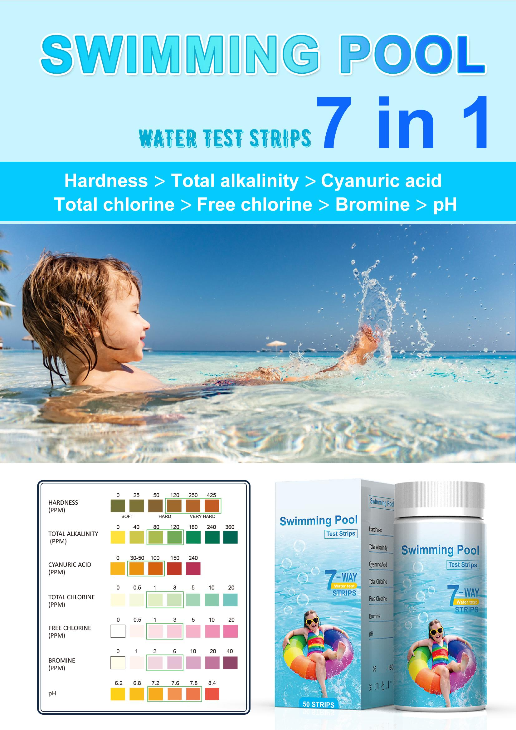 Deep Blue 7-in-1 Swimming Pool Test Strips - pH, Chlorine, Bromine & Alkalinity Water Check - Image 4
