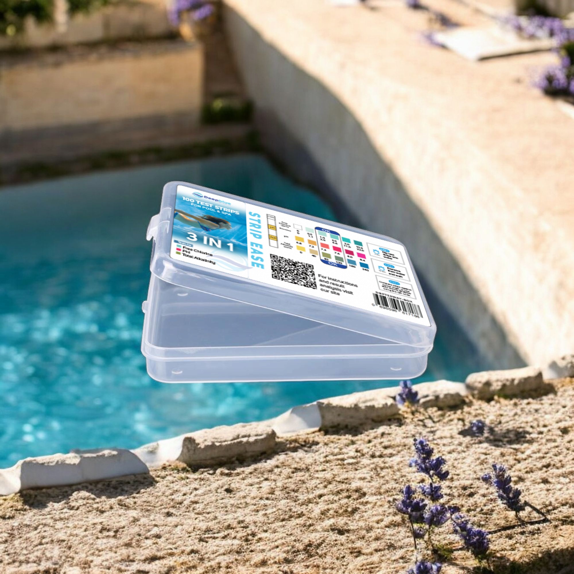 Deep Blue Strip-Ease 100 Test Strips (Box) for Pool and Hot Tub Testing, Free Analysis App - Chlorine, Bromine, pH, Alkalinity, Hardness, Cyanuric - 3 Way Chlorine - Image 5