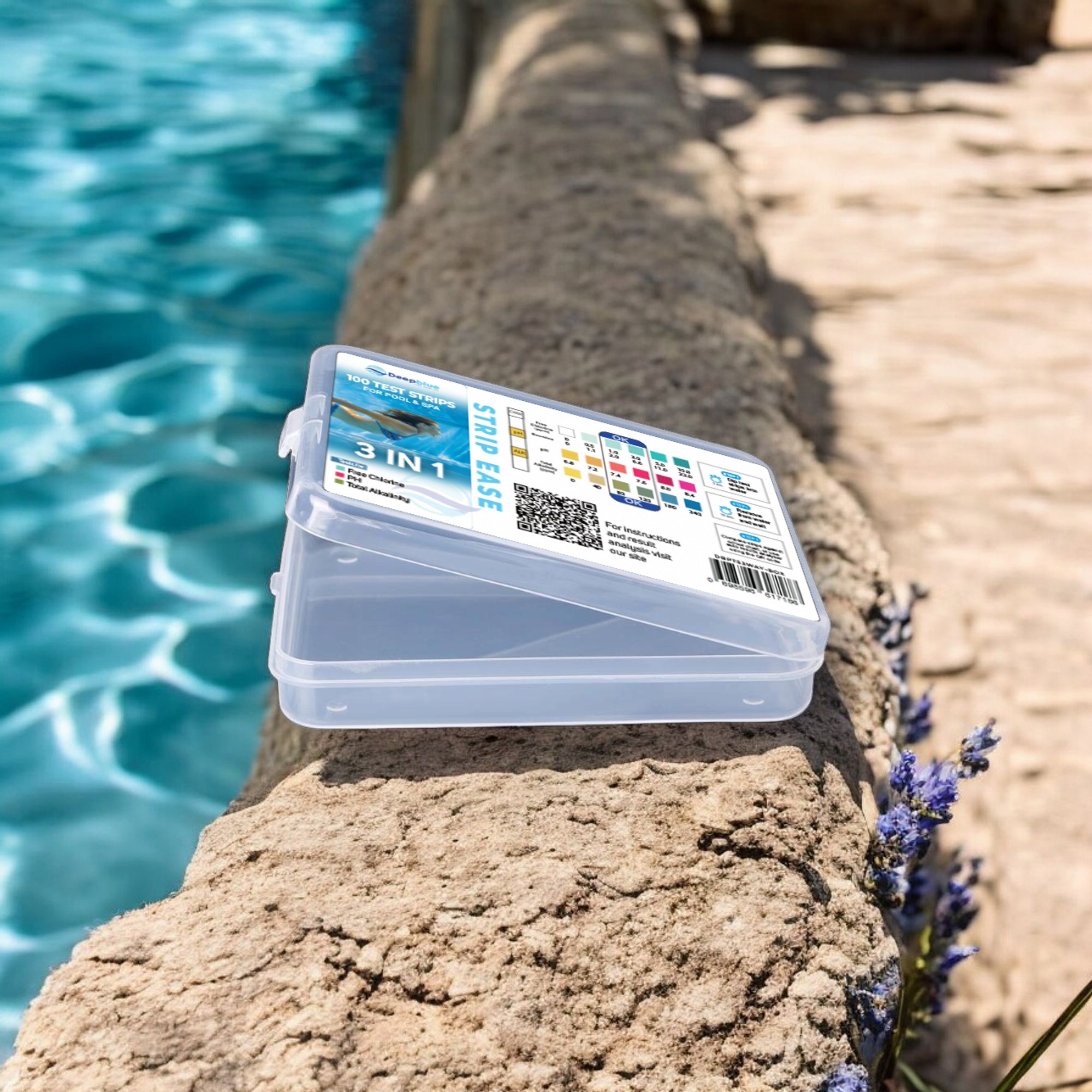 Deep Blue Strip-Ease 100 Test Strips (Box) for Pool and Hot Tub Testing, Free Analysis App - Chlorine, Bromine, pH, Alkalinity, Hardness, Cyanuric - 10x 3 Way Chlorine - Image 5