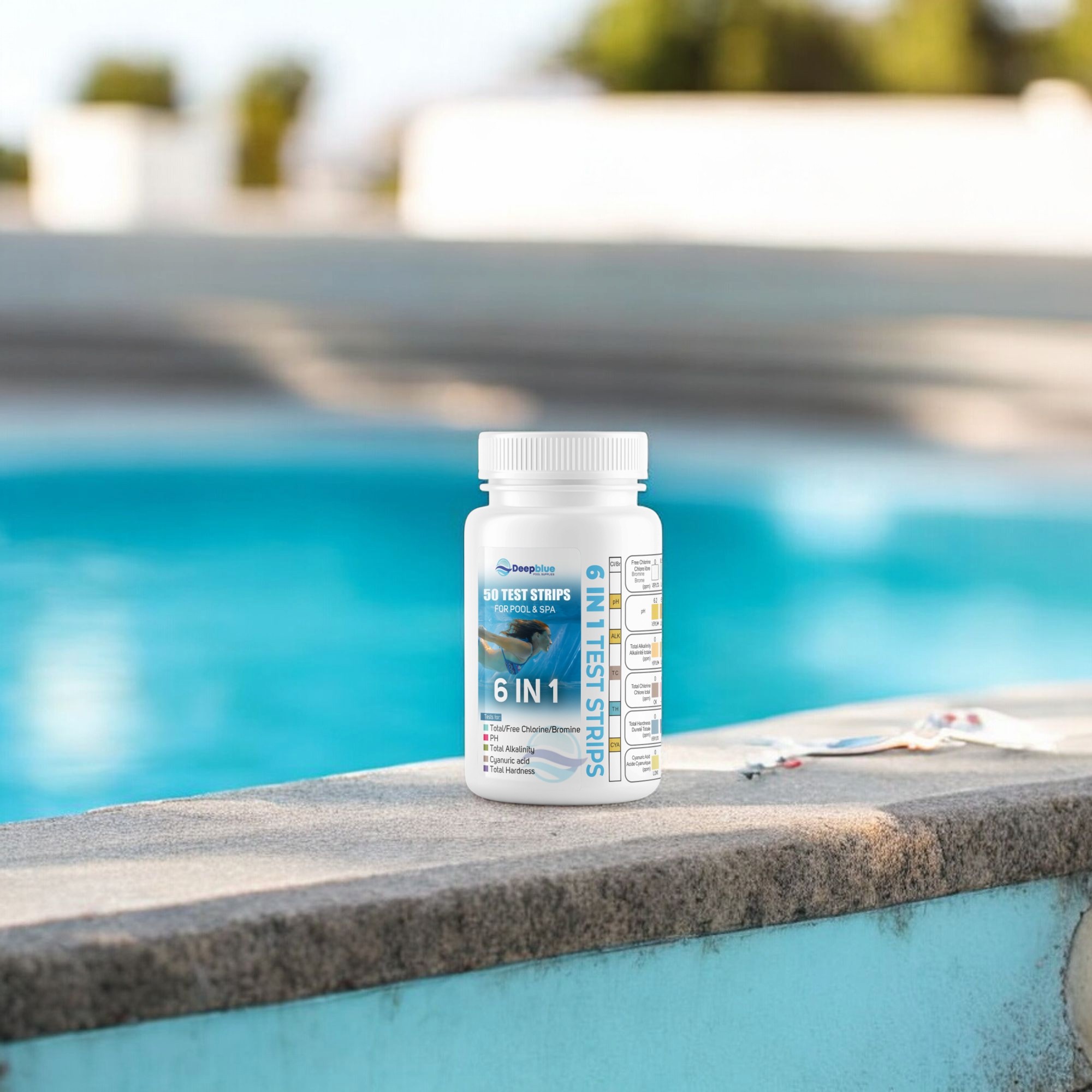 Deep Blue Strip-Ease 50 Test Strips (Bottle) for Pool and Hot Tub Testing, Free Analysis App - Chlorine, Bromine, pH, Alkalinity, Hardness, Cyanuric - 6 Way Chlorine - Image 8
