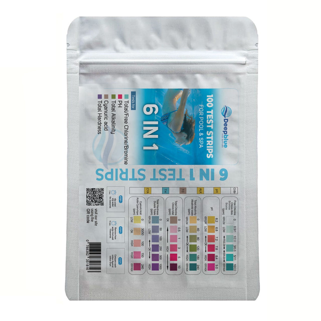 bulk PURCHASE 200X Deep Blue Pro - Pack of 50 strips 6-Way Test Strips 10,000 Strips Bulk Trade Chlorine PH TA Calcium Cyanuric Bromine Professional - Image 8