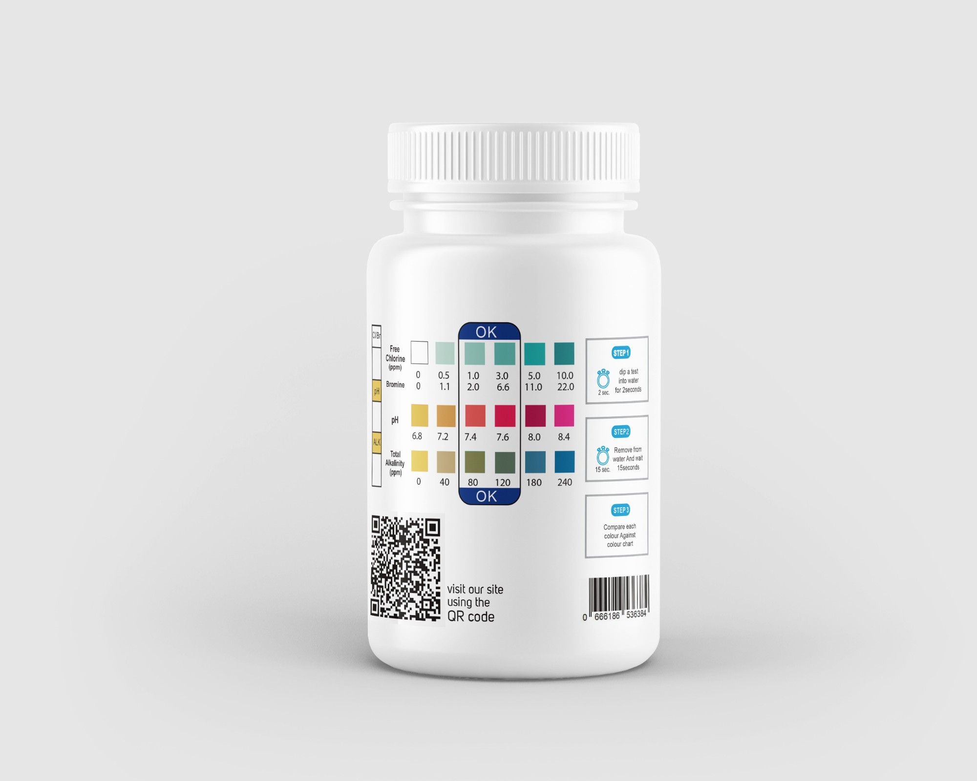 Deep Blue Strip-Ease 50 Test Strips (Bottle) for Pool and Hot Tub Testing, Free Analysis App - Chlorine, Bromine, pH, Alkalinity, Hardness, Cyanuric - 10x 3 Way Bromine - Image 2